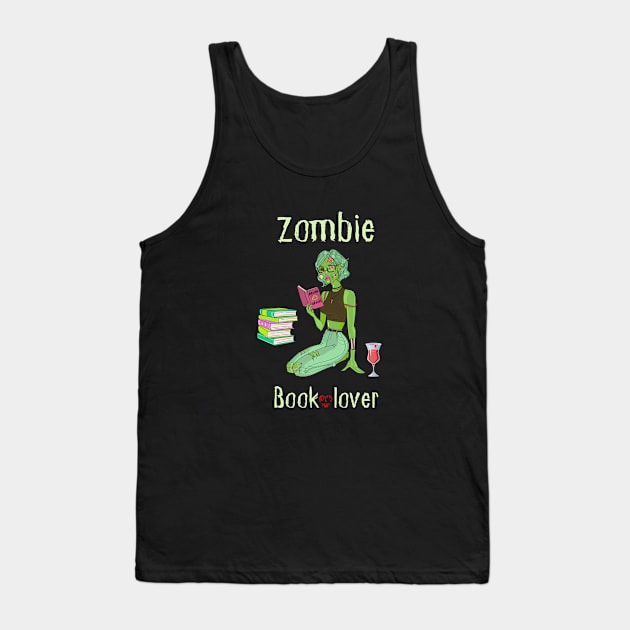 Zombie Book Lover Tank Top by MyriadNorfolk